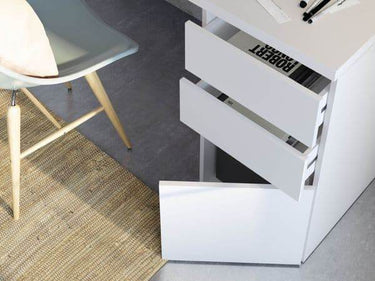 Sacramento Arctic White Modern Home Office Computer Desk with Storage - UK Luxury Furniture